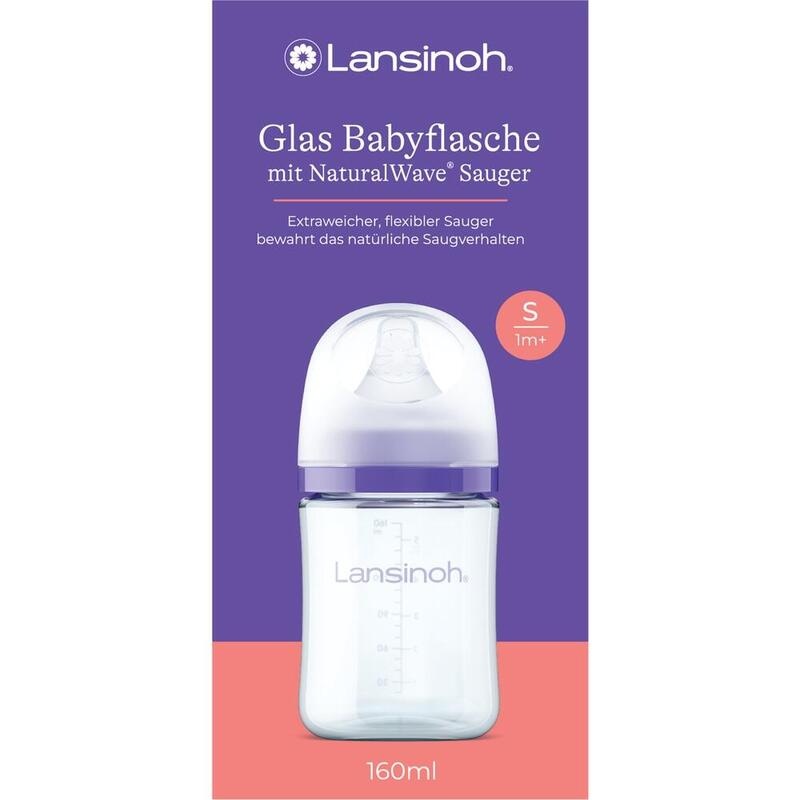 LANSINOH Weithalsflasche Glas 160 ml mit Sauger S